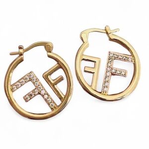 Fashion Jewelry Gold and Silver Logo Hoop Earrings